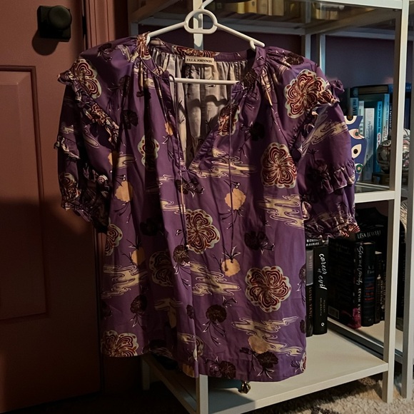 Ulla Johnson Mari Purple Cotton Poplin Blouse - Picture 3 of 6